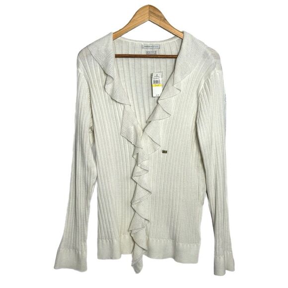 NWT XL Van Heusen ruffles knit sweater, solid - Picture 1 of 7